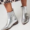 Women Ivylee Copenhagen Boots | Bailey, Leather Metallic Ankle Boots Silver Colour