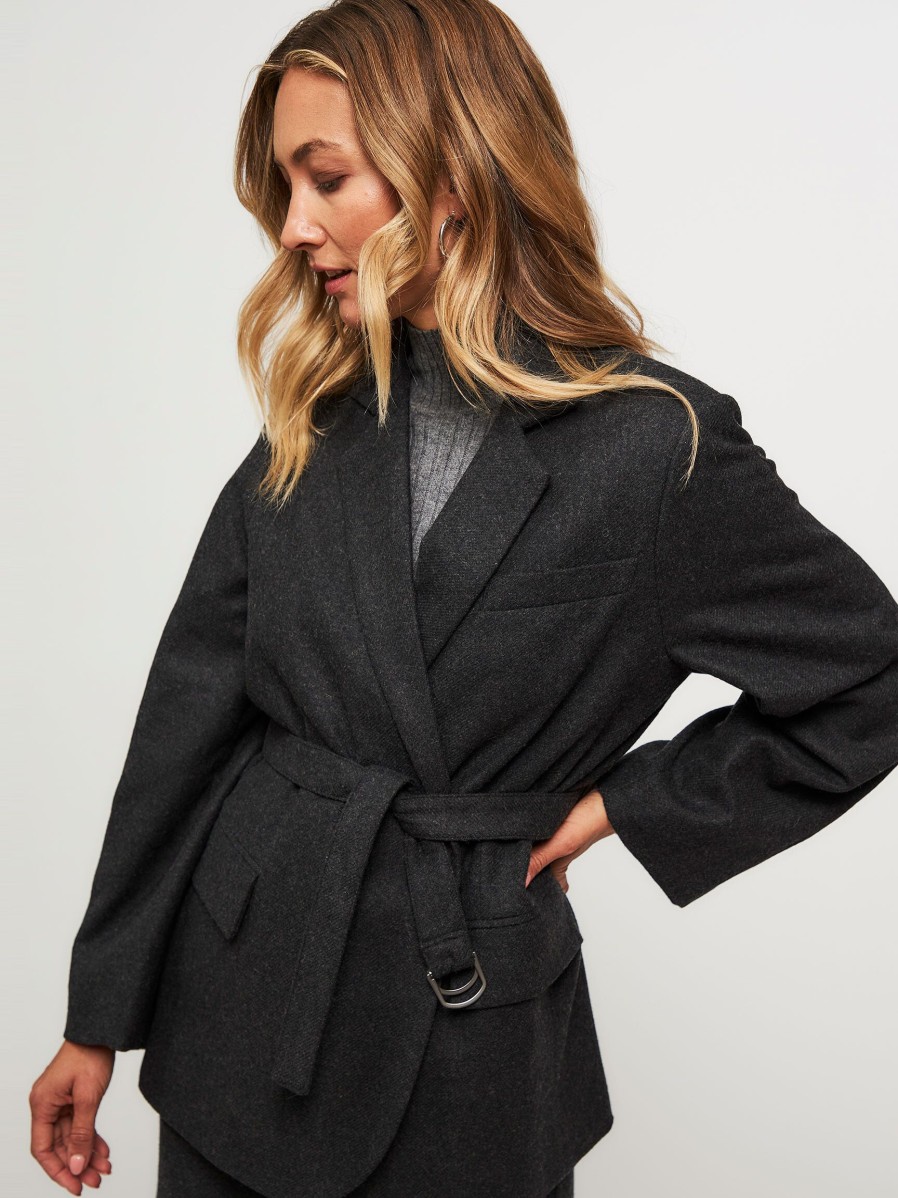 Women Graumann Blazers And Jackets | Marie, Wool Mix Blazer Anthracite