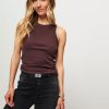 Women Gestuz Tops And Blouses | Drew, Cotton Mix Rib Tank Top Aubergine