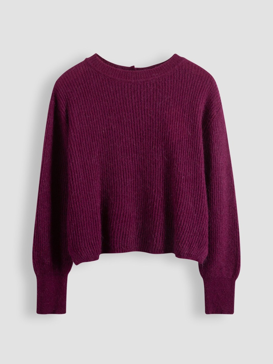 Women Sessun Sweaters And Cardigans | Lotta, Mohair Mix Reversible Jumper Aubergine