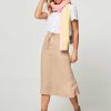 Women La Fee Maraboutee Skirts | Samila, Linen A-Line Skirt Lightbrown