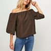 Women Modstrom Tops And Blouses | Fernando, Cotton Mix Off Shoulder Top Dark Brown