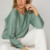 Women Drykorn Tops And Blouses | Marlena, Lyocell Mix Top Green