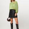 Women Frnch Skirts | Romane, Leatherlook Wrap Over Skirt Black