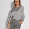 Women Humanoid Tops And Blouses | Emmet, Viscose Mix Top With Striped Pattern Grey