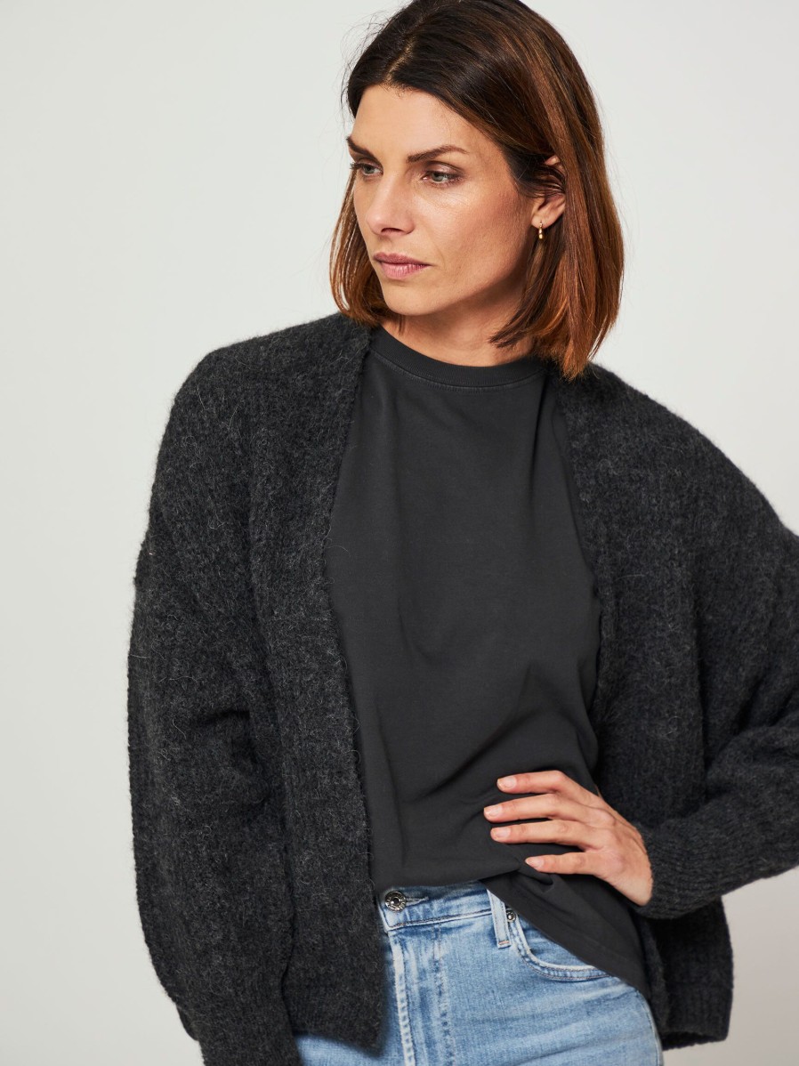 Women American Vintage Sweaters And Cardigans | East, Alpaca Mix Cardigan Dark Grey