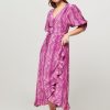 Women Fabienne Chapot Dresses And Tunics | Channa, Viscose Wrap Over Dress With Print Pink