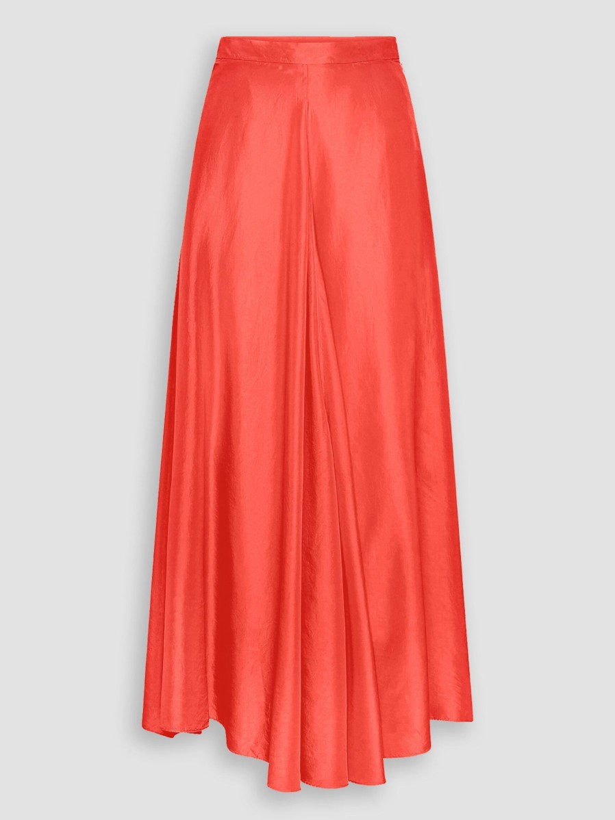 Women forte_forte Skirts | Silk A-Line Skirt Coral