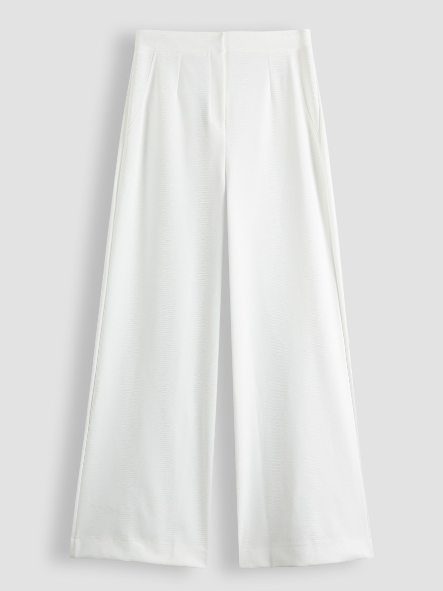 Women Studio Anneloes Pants And Jumpsuits | Bonded Travel Jersey Trousers With Structure Off White