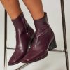 Women Anonymous Copenhagen Boots | Shamie, Leather Ankle Boots Aubergine