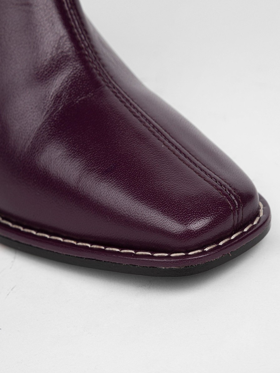 Women Anonymous Copenhagen Boots | Shamie, Leather Ankle Boots Aubergine