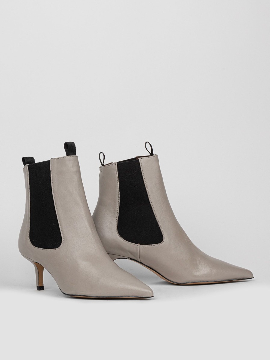 Women Anonymous Copenhagen Boots | Navia 55, Leather Ankle Boots Grey