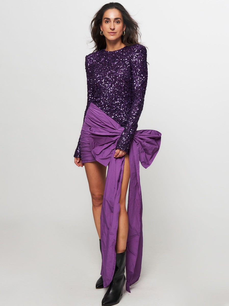 Women Rotate Birger Christensen Dresses And Tunics | Lupita, Woven Sequins Dress Purple