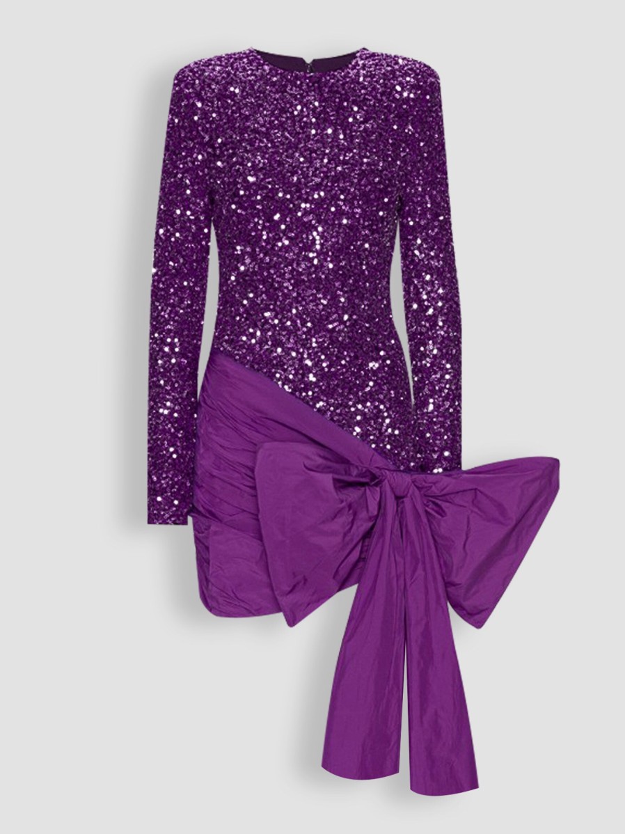 Women Rotate Birger Christensen Dresses And Tunics | Lupita, Woven Sequins Dress Purple