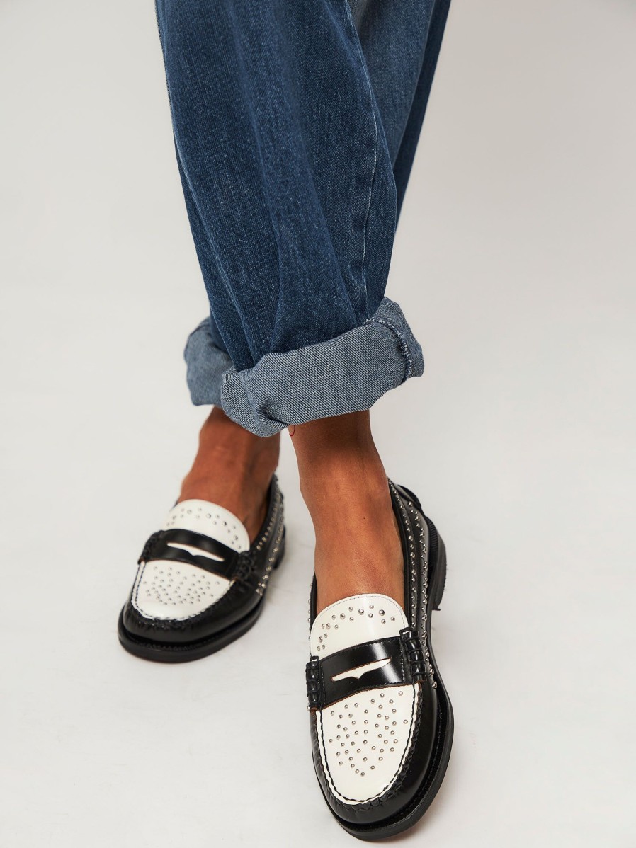 Women Sebago Ballet Flats And Loafers | Dan Studs, Leather Loafers With Studs Black