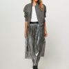 Women Co'Couture Skirts | Riley, Woven Metallic A-Line Skirt Silver Colour