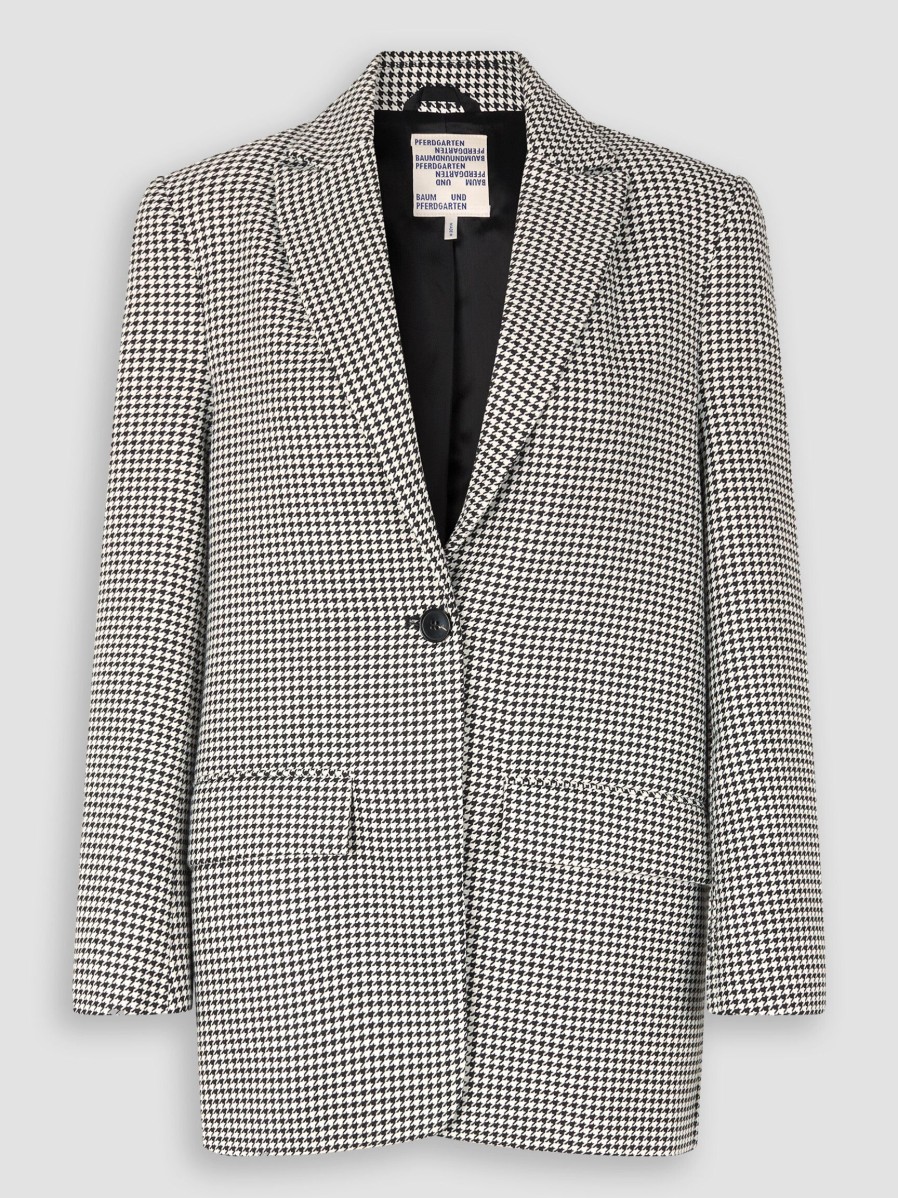 Women Baum und Pferdgarten Blazers And Jackets | Balca, Viscose Mix Pied De Poule Blazer Black