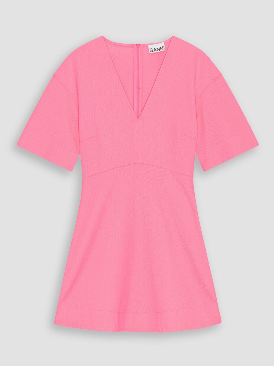 Women Ganni Dresses And Tunics | Viscose Mix Dress Pink