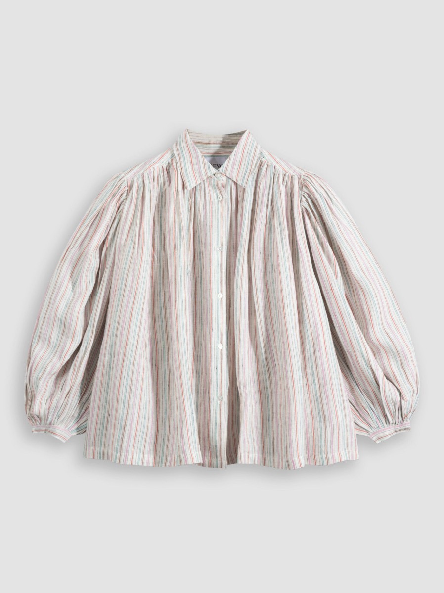 Women Laurence Bras Tops And Blouses | Jaipur, Linen Blouse With Striped Pattern Light Pink