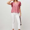 Women Lollys Laundry Tops And Blouses | Isabel, Viscose Top With Print Pink