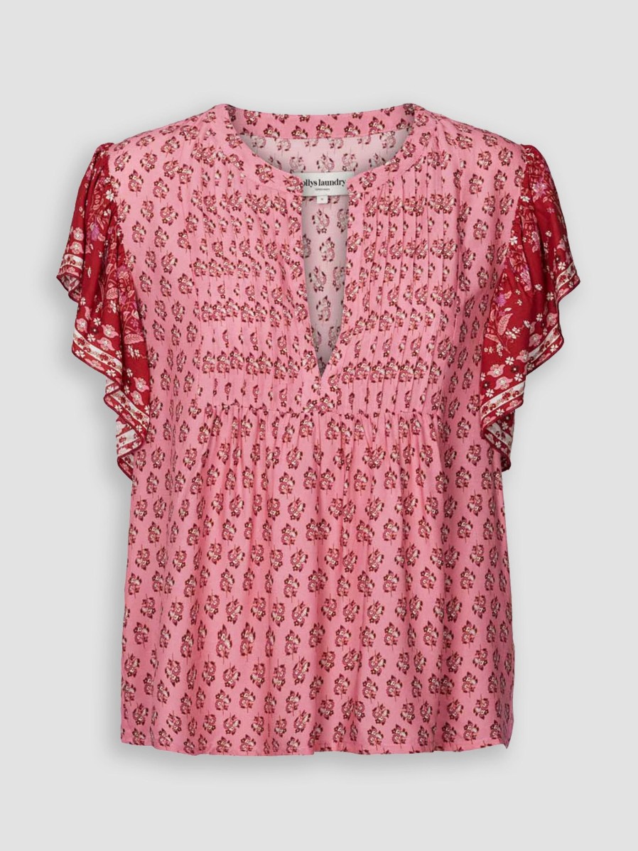 Women Lollys Laundry Tops And Blouses | Isabel, Viscose Top With Print Pink