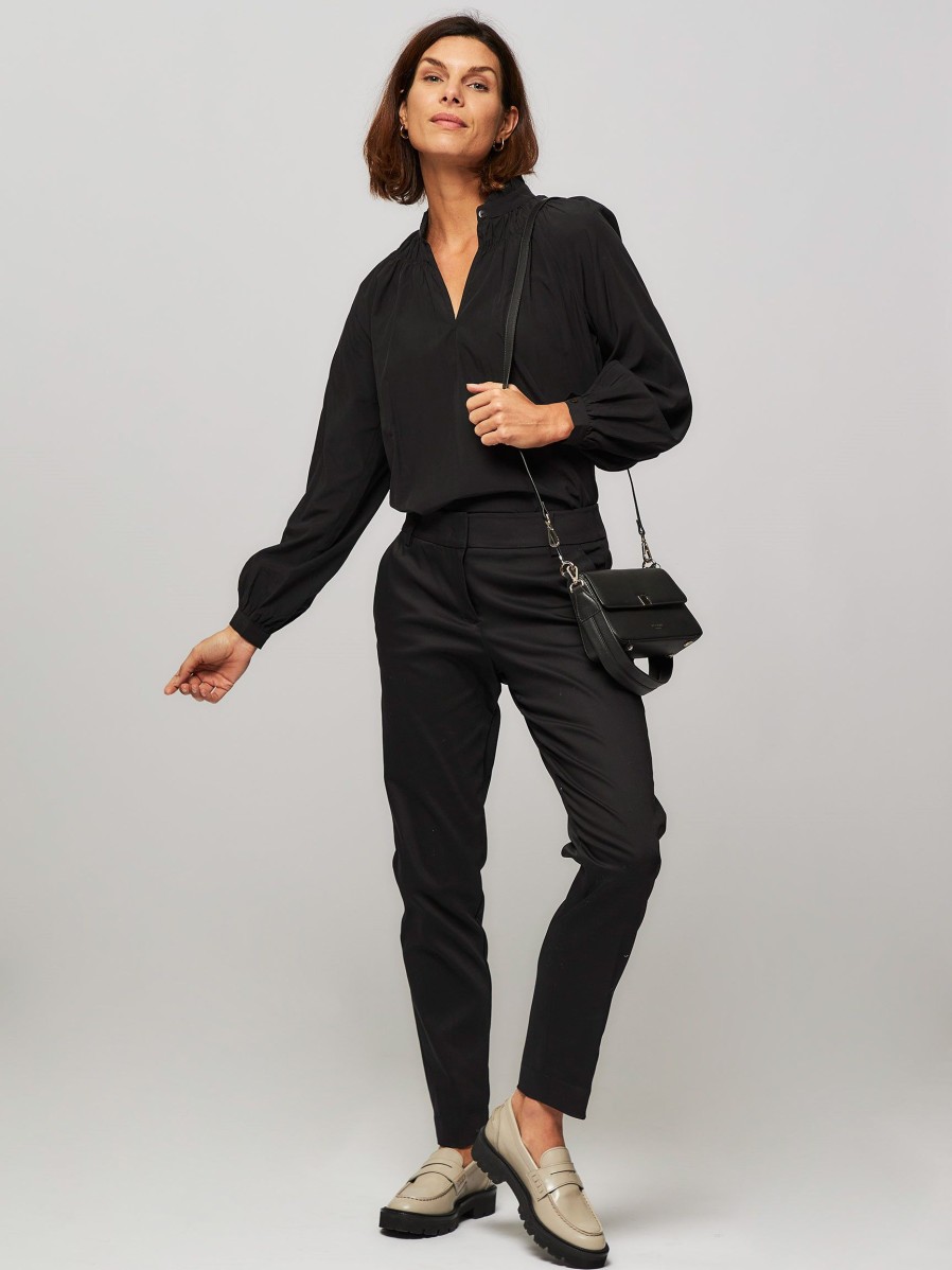 Women Summum Pants And Jumpsuits | Madrid, Cotton Mix Stretch Trousers Black