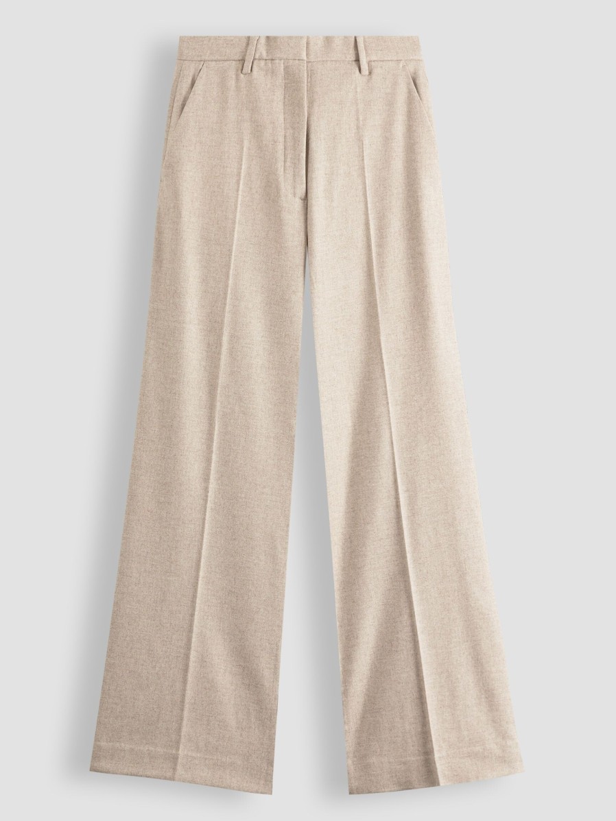 Women Zenggi Pants And Jumpsuits | Viscose Mix Melange Wide Leg Trousers Sand