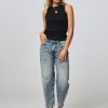 Women Drykorn Jeans | Shelter, Mid Waist Loose Fit Destroyed Jeans Bluegrey