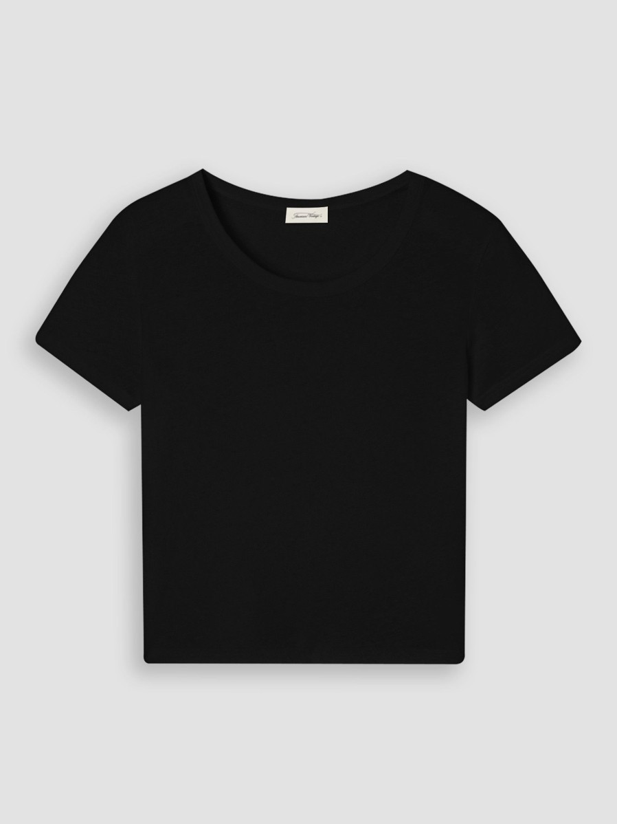 Women American Vintage Tops And Blouses | Cotton Slub T-Shirt Black