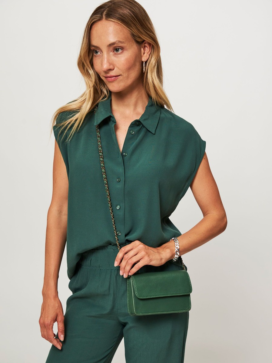 Women By Bar Bags | Loua, Leather Crossbody Bag Dark Green