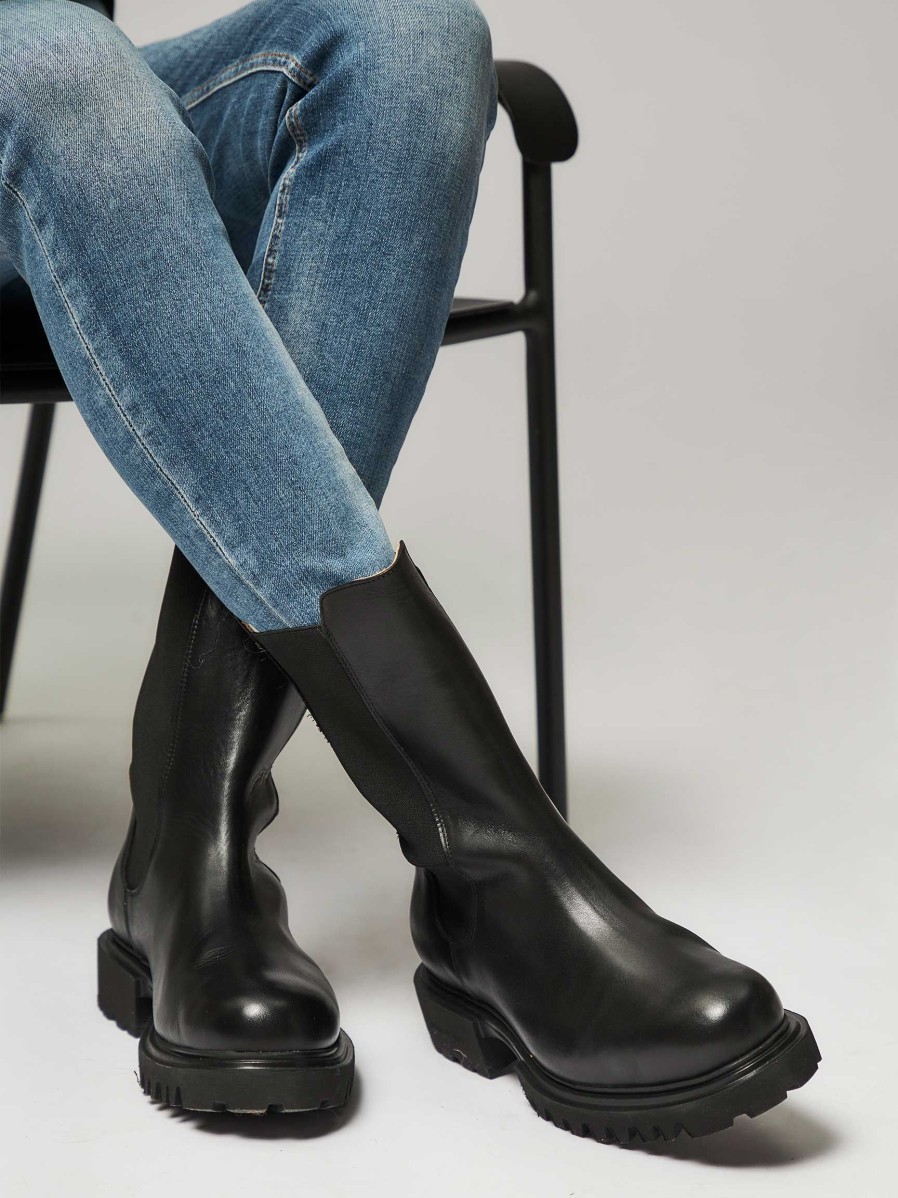 Women Royal Republiq Boots | Protect, Leather Chelsea Boots Black