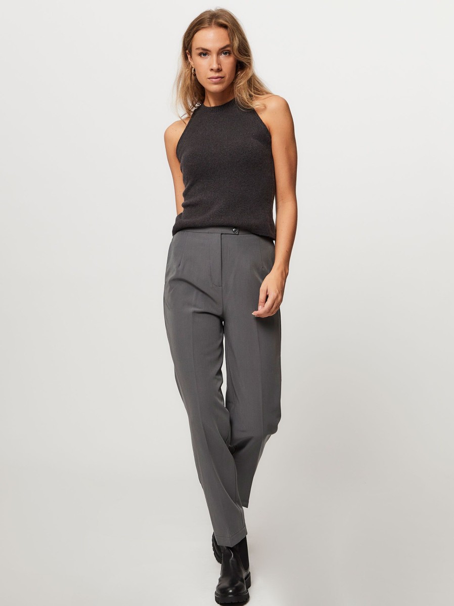 Women Samsoe Samsoe Pants And Jumpsuits | Hallie, Viscose Mix Stretch Trousers Grey