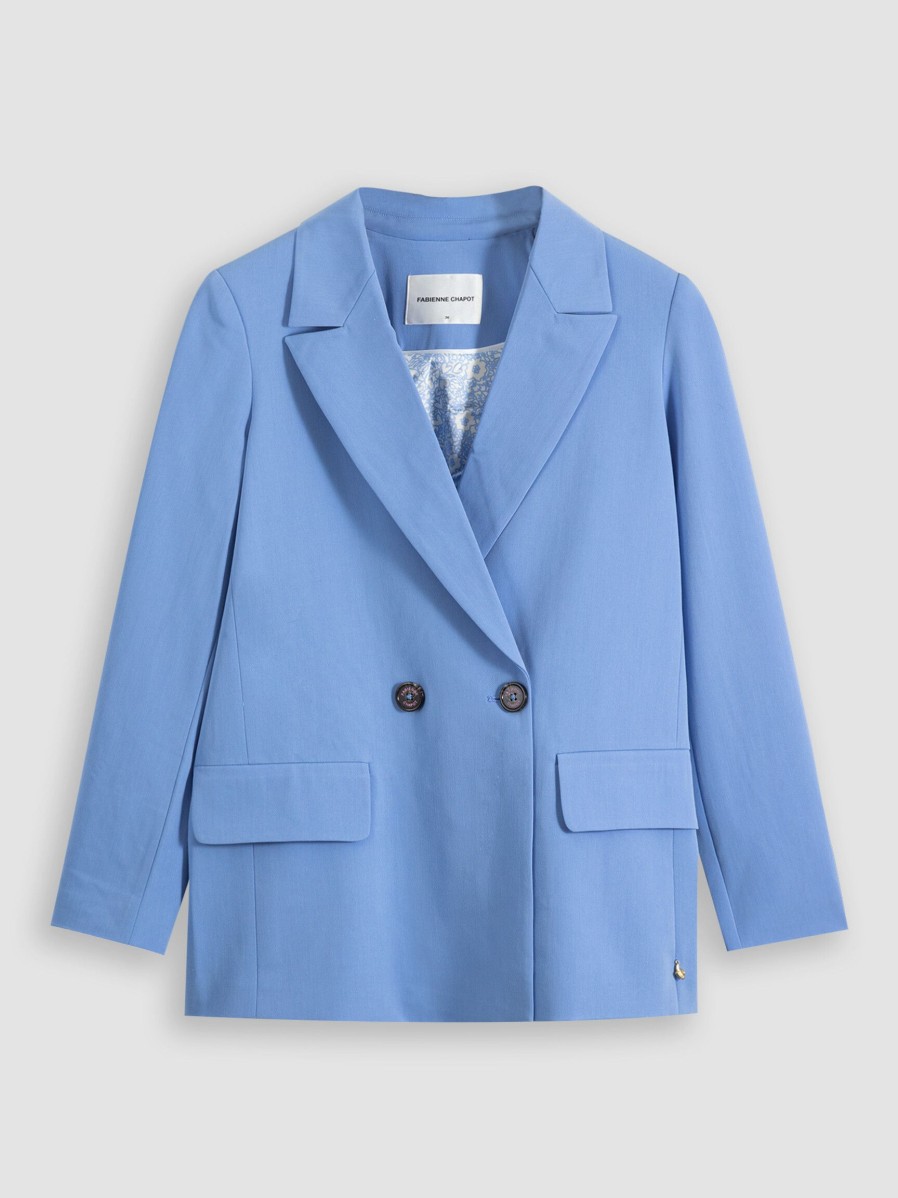 Women Fabienne Chapot Blazers And Jackets | Benny, Rayon Mix Blazer Blue