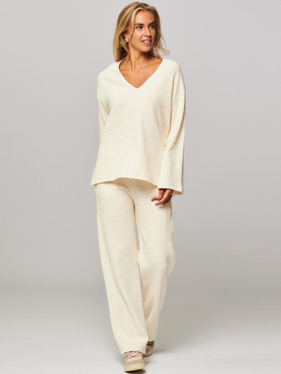 Women Club L’avenir Pants And Jumpsuits | Nalu, Cotton Mix Boucle Trousers Ecru