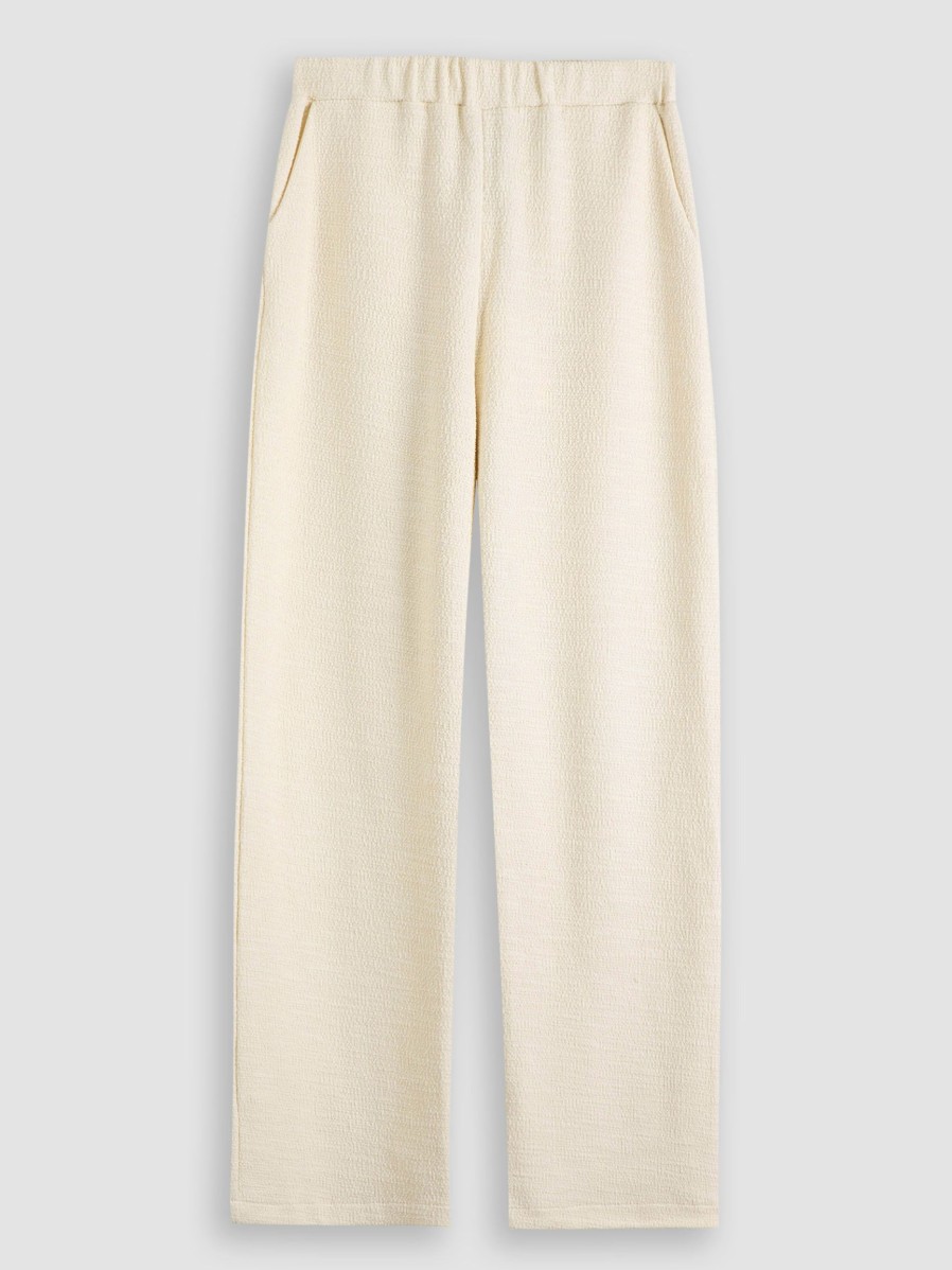 Women Club L’avenir Pants And Jumpsuits | Nalu, Cotton Mix Boucle Trousers Ecru