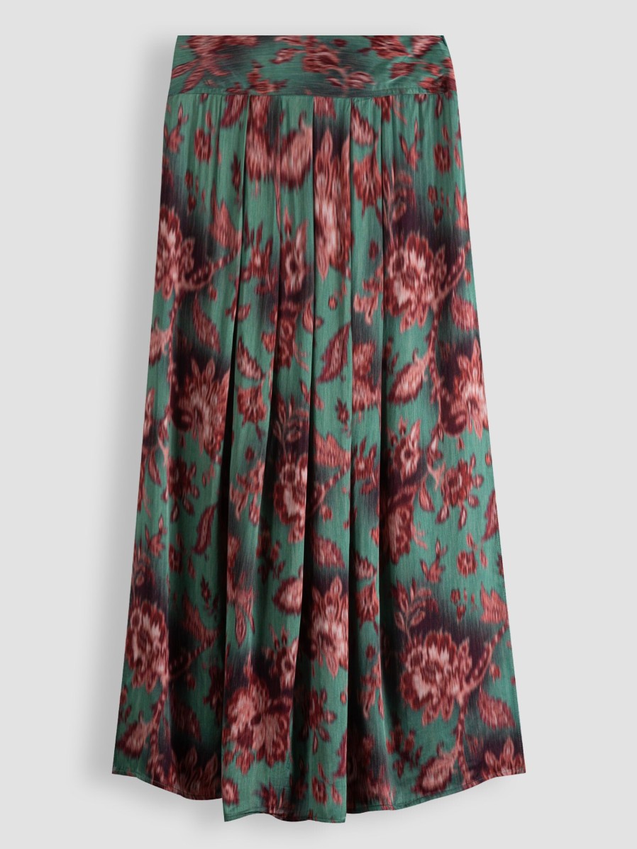 Women Bellerose Skirts | Vinna, Viscose A-Line Skirt With Print Dark Green