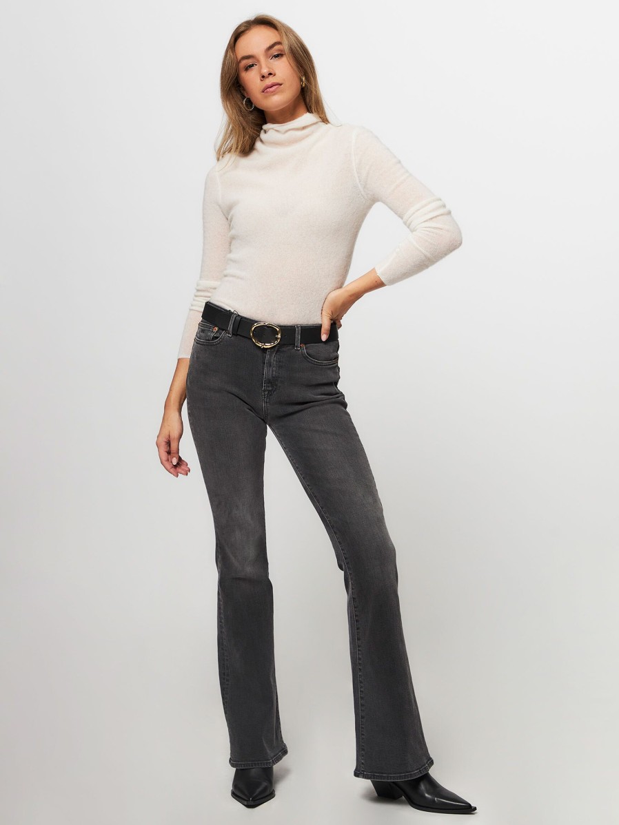 Women Denham Jeans | Jane, High Waist Flared Fit Jeans Grey