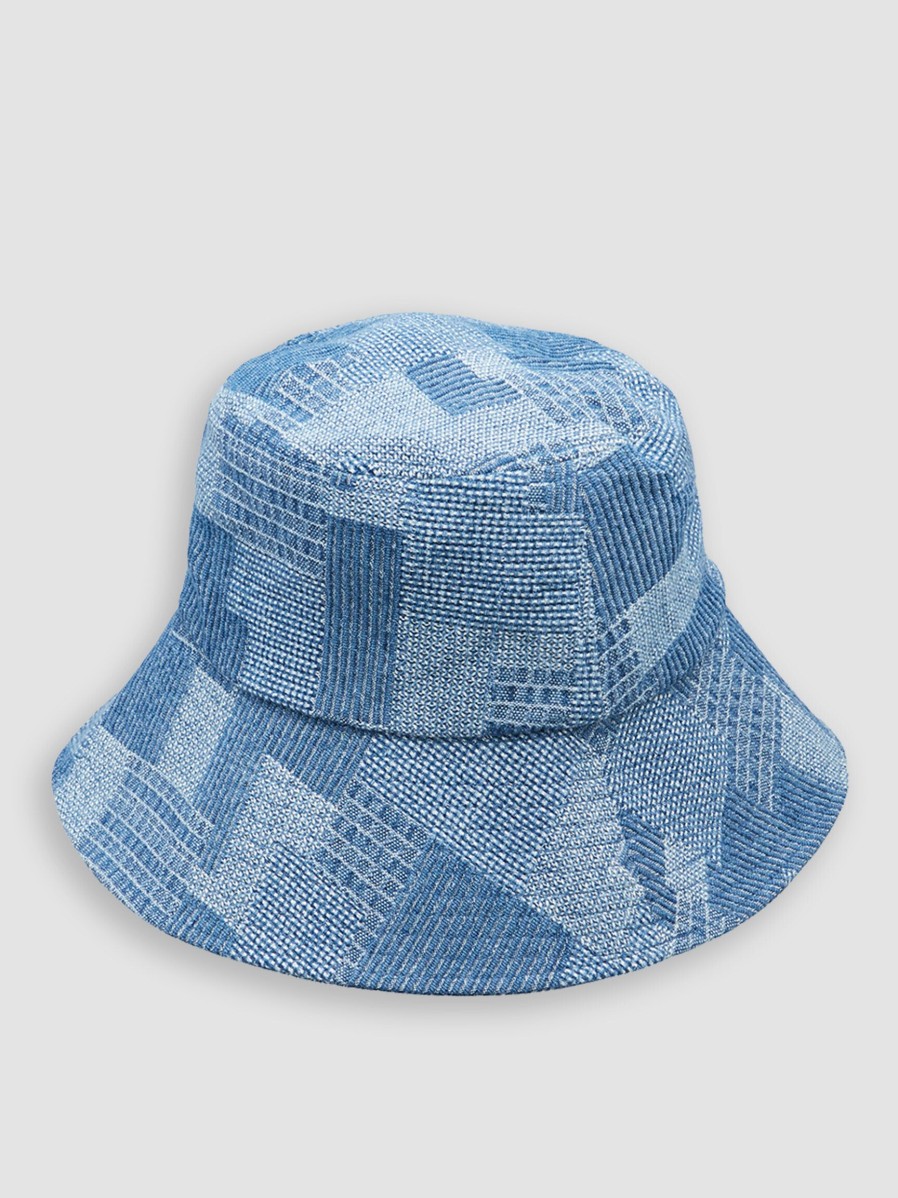 Women Becksondergaard Hats And Beanies | Dena, Cotton Bucket Hat With Pattern Blue