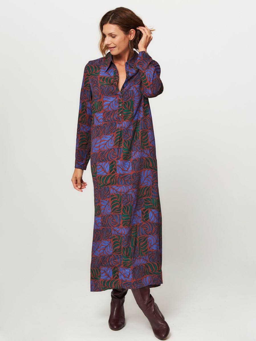 Women Nathalie Vleeschouwer Dresses And Tunics | Conchita, Viscose Maxi Dress With Print Brown