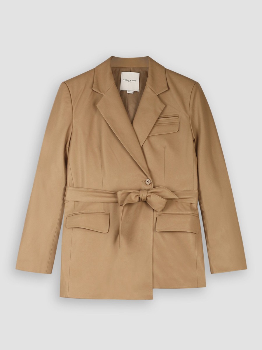 Women Isabelle Blanche Paris Blazers And Jackets | Viscose Mix Leatherlook Jacket Camel