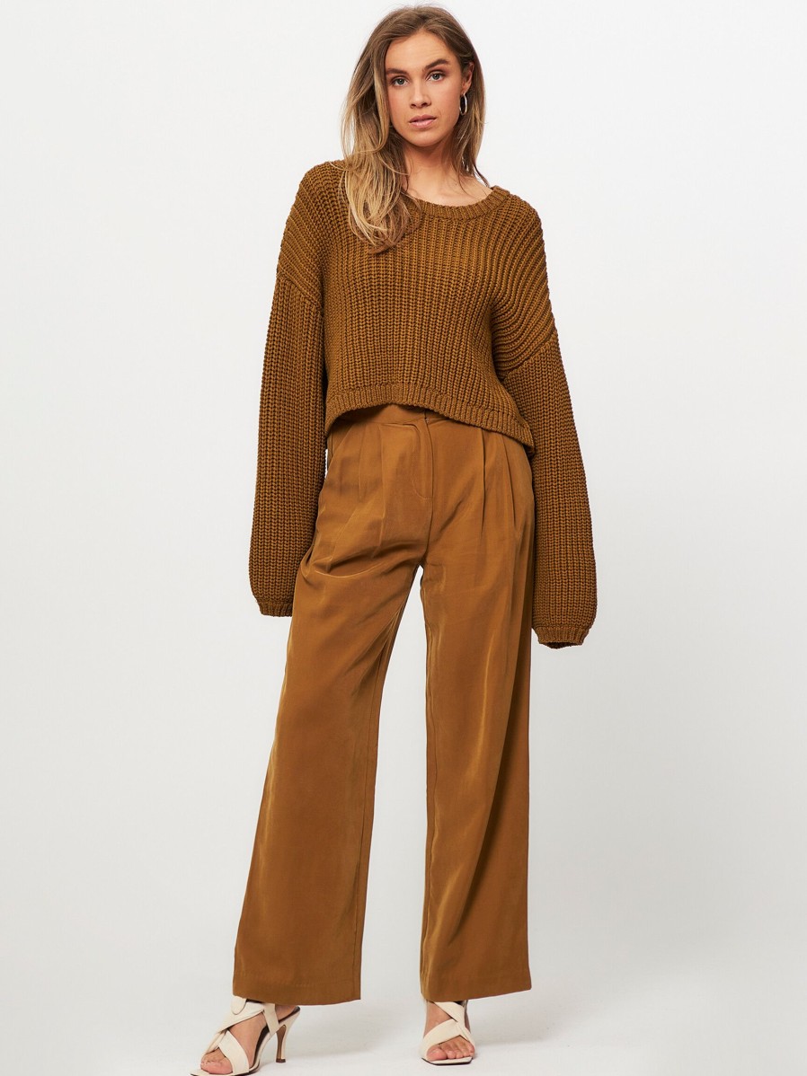 Women Modstrom Pants And Jumpsuits | Fanya, Viscose Mix Trousers Green/Brown