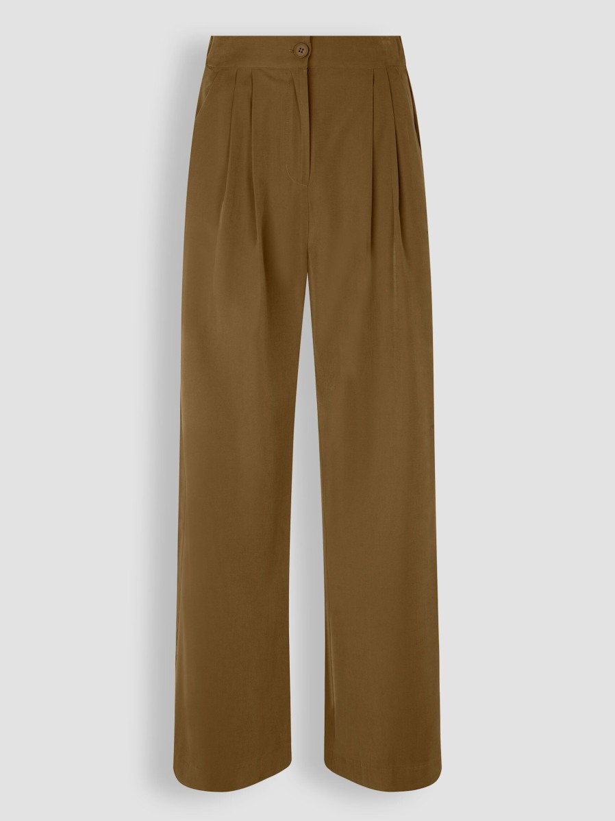 Women Modstrom Pants And Jumpsuits | Fanya, Viscose Mix Trousers Green/Brown