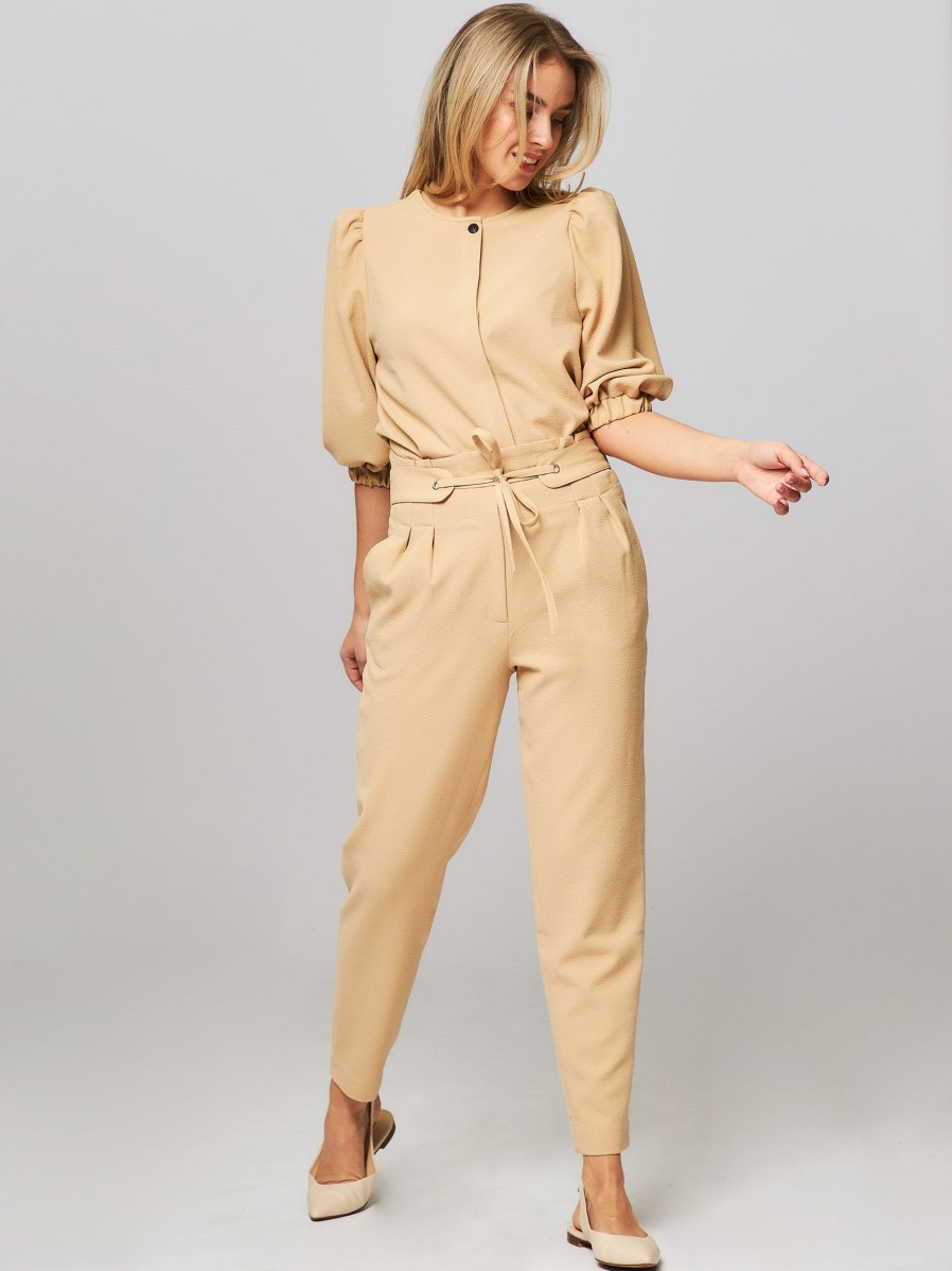 Women Ruby Tuesday Pants And Jumpsuits | Ris, Viscose Mix Trousers Sand