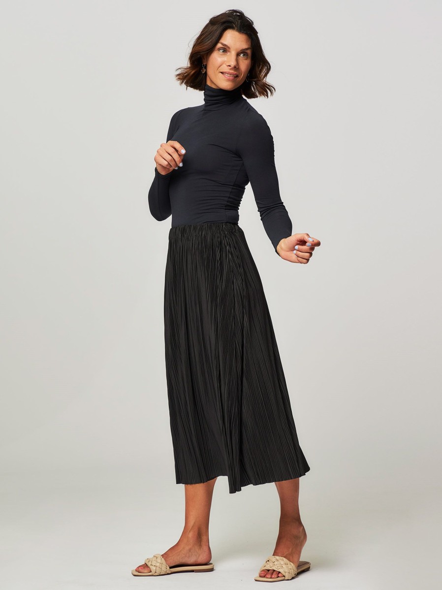 Women Samsoe Samsoe Skirts | Uma, Elastic Plisse Skirt Black