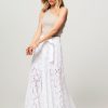 Women Mes Demoiselles Skirts | Lolla, Cotton A-Line Embroidery Skirt White