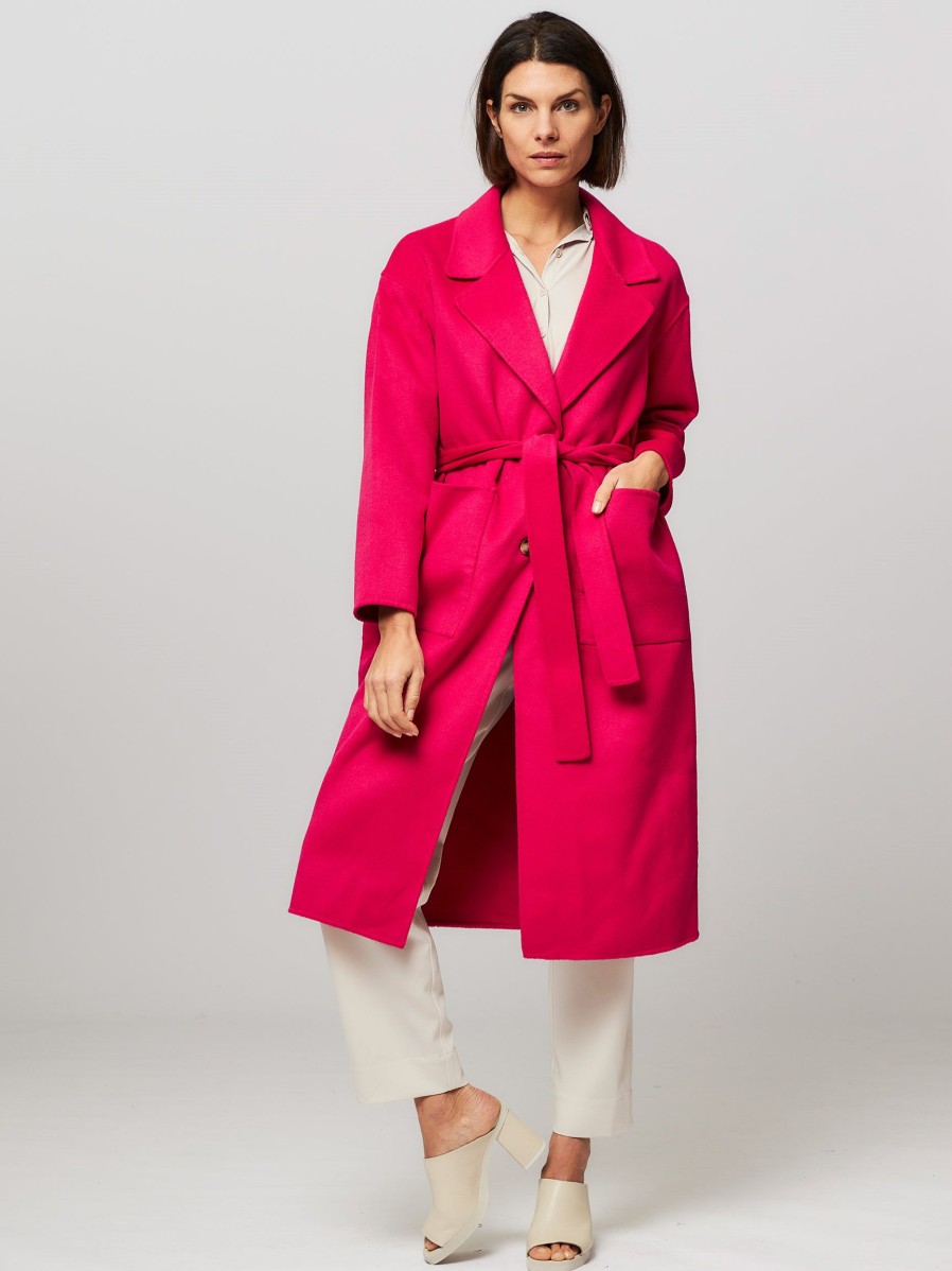 Women American Vintage Outerwear | Dadoulove, Wool Mix Coat Bright Pink