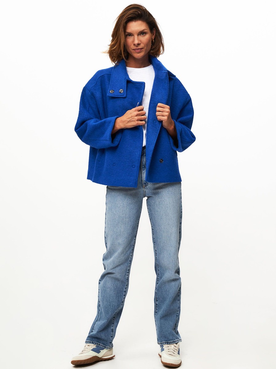 Women By Bar Outerwear | Rika, Wool Mix Coat Cobalt