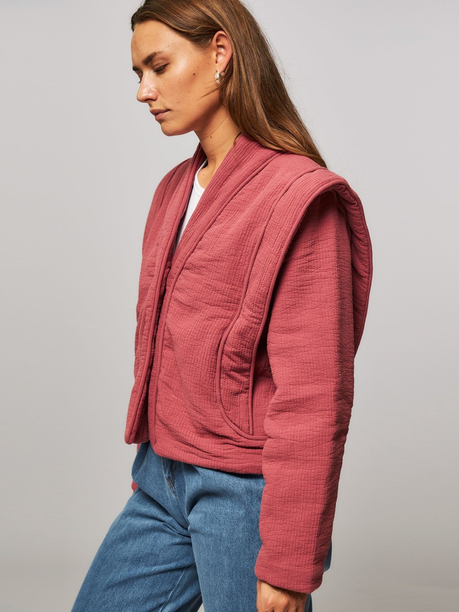 Women Magali Pascal Outerwear | Dina, Cotton Padded Crepe Jack Dusty Pink