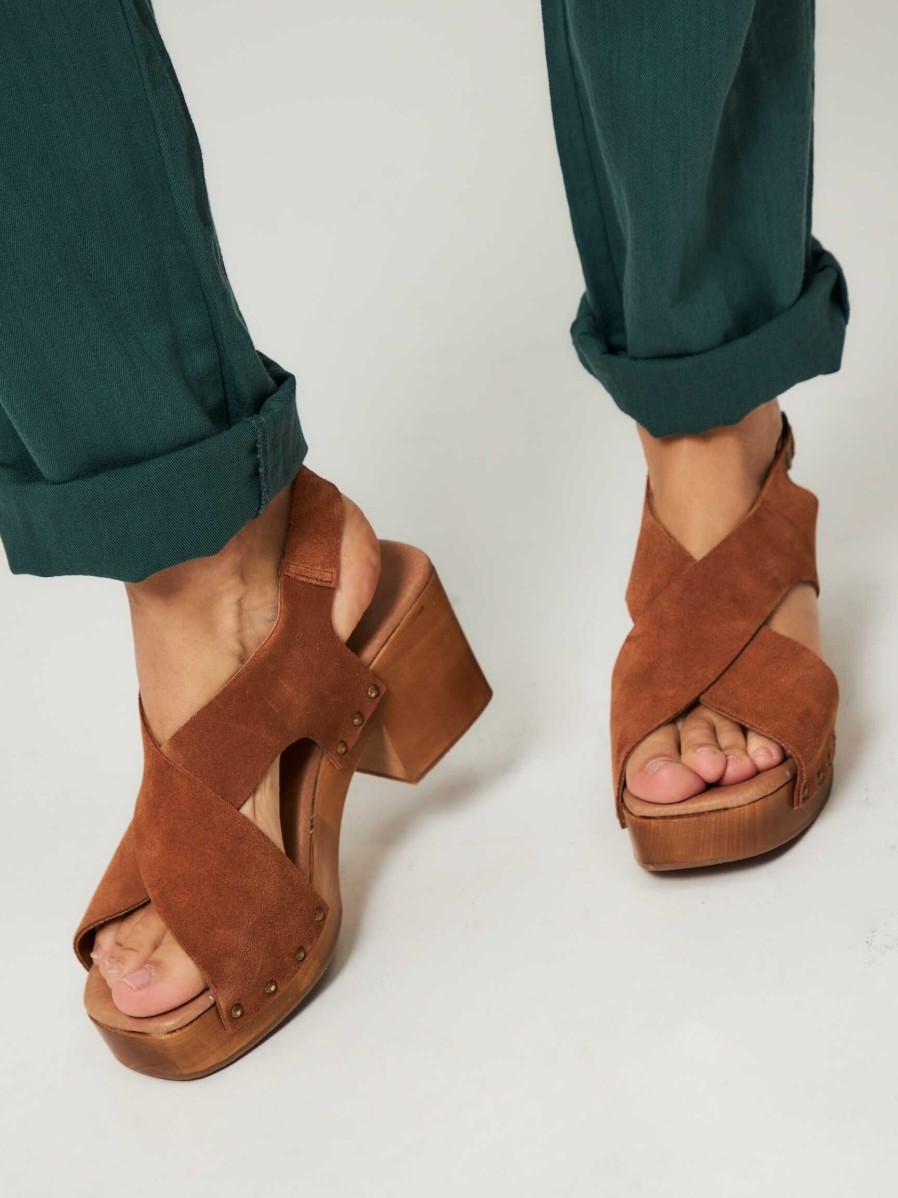 Women La Fee Maraboutee Sandals | Saclay, Suede Sandals Cognac