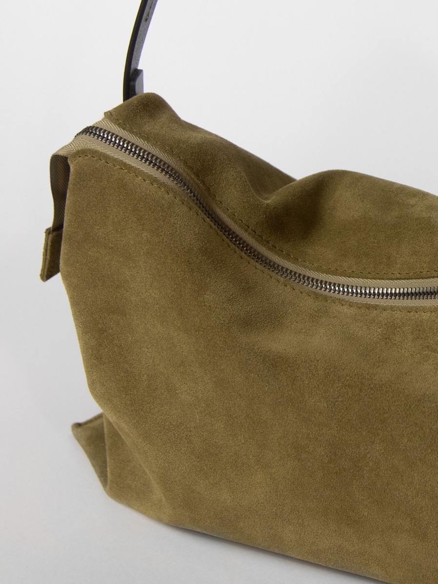 Women Ellen Truijen Bags | Golondria, Suede Crossbody Bag Moss Green